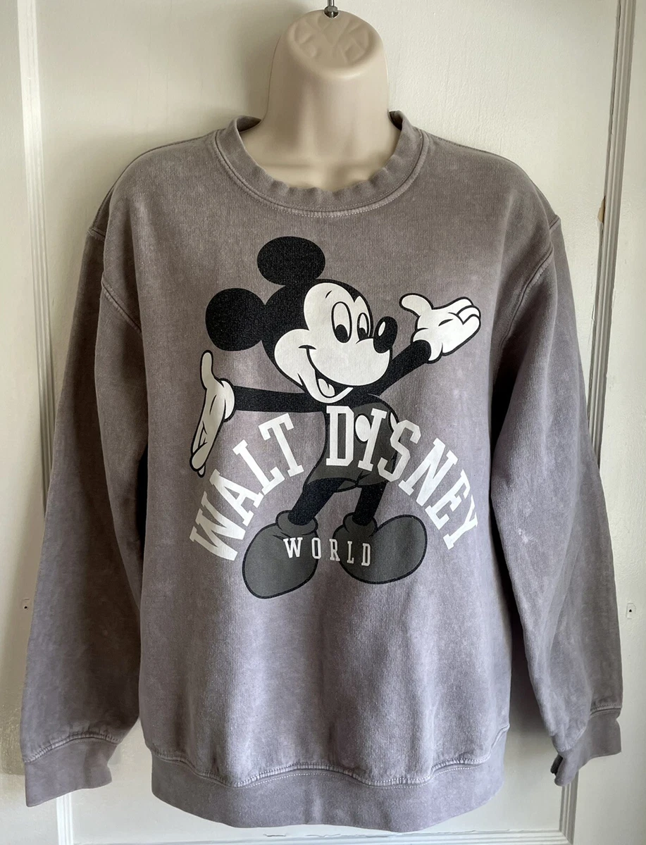 vintage mickey mouse sweatshirt Walt Disney world Pullover Gray Adult Med  USA!