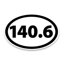 140.6 Triathlon Black and White Oval Magnet Decal, 4x6 Inches, Automotive Magnet