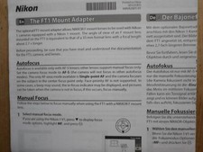 Nikon FT1 Mount to Nikon 1 lens  adaptor instructions