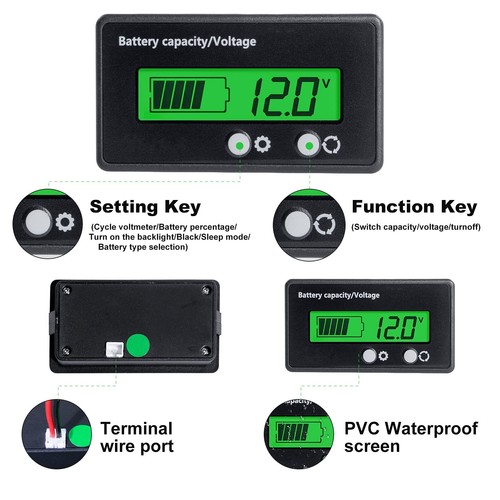 Battery Monitor with Bracket 12V-84V Voltage Meter for Golf Cart Motorcycle - Picture 3 of 7