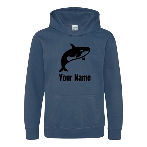 Childs Hoodie Whale Hoodie Personalised Kids Killer Whale Hoody Boys Girls - Imagen 3 de 7