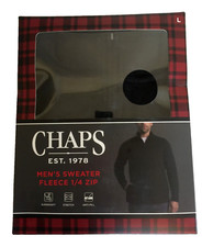 NWT Chaps Pullover L Men Fleece Sweater American Black 1/4 Zip Polyester