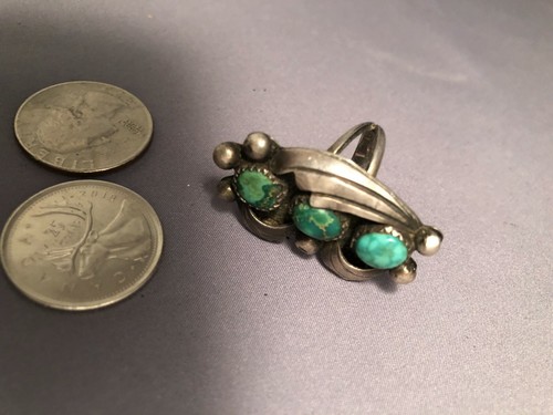 VINTAGE NAVAJO Indianer grün TÜRKIS. STERLING. Größe 7 - Bild 7 von 7
