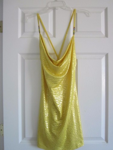 Women' s COOGI Yellow Mini Dress Sexy 