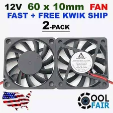 12V DC 60mm Cooling Fan 6010 PC Computer Case CPU 6cm 60x60x10mm 2-Pin 2 Pcs A11