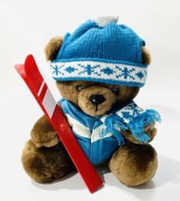 Teddy Bear 1987 Fun Farm Dakin Stuffed Plush Complete w/ Hat Scarf Vest Skis Vtg