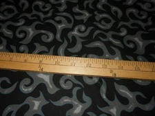 1 yard On Fire Gray/Black Flames Fabric