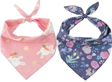 2 Pack Easter Dog Bandana - Triangle Bib Pet Scarf Accessories for Spring 