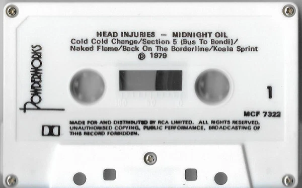 Midnight Oil - Head Injuries (Cass, Album) (Very Good Plus (VG+)) - Image 3 of 4