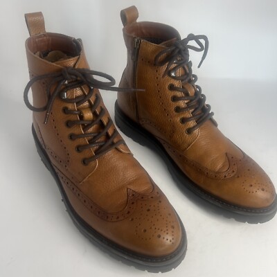 Vince Camuto Mens Namid Cognac Brown Ankle Boots Size 11.5 New With Scuff On Toe