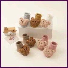 Cute Cartoon Bear Baby Socks for Boys Girls Spring Autumn Soft Cotton Anti Slip