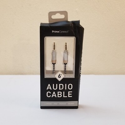 NEW Prime Connect 6 ft 3.5 mm Audio Cable - Heavy Duty & Tangle Free Iphone Ipad