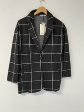 Stradivarius Blazer Jacket Womens Medium Black Plaid Sport Jacket Career  N239