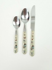 Vintage Stainless 3 Piece Child Set Utensils Flatware Knife Big Small Spoons