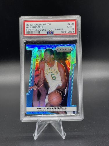 BILL RUSSELL 2013-14 PRIZM LIGHT BLUE DIE CUT #/199 PSA 9 - Picture 1 of 3
