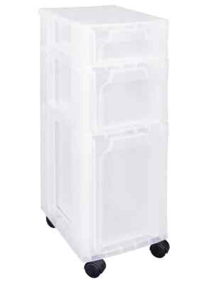 Really Useful 3 Schubladen Kunststoff Aufbewahrung Turm Organizer Klar Rollen Schubladen