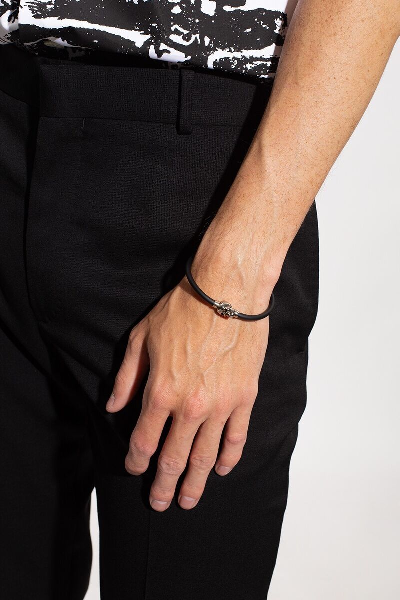 ALEXANDER McQUEEN 'Skull Rubber Cord Bracelet' Black/Antique ALEXANDER McQUEEN 'Skull Rubber Cord Bracelet' Black/Antique