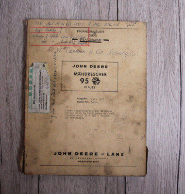 Original Ersatzteilliste John Deere  Mähdrescher 95 HI LO 10 Fuss