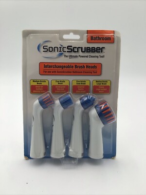 Sonic Scrubber Bathroom Interchangeable Brush Heads Medium Firm 4-Pack F0085 NEW