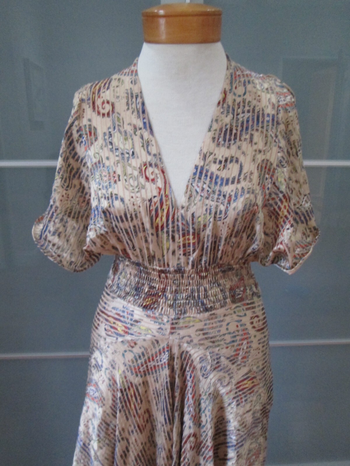 MAJE Rachel Paisley Smocked Waist Asymmetrical Maxi Dress Size 2