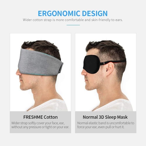 FRESHME Cotton Sleep Eye Mask for Men - Upgrade Design Blackout Side Sleeper ... - 第 2/7 張圖片