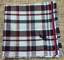CLASSIC ART CHECKS PLAID MEN RED  GREEN HANDKERCHIEF COTTON POCKET SQUARE 19"