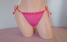 Panties Victoria's Secret Vintage 2003 HTF RARE Tie Sides Bikini M Sheer Pink