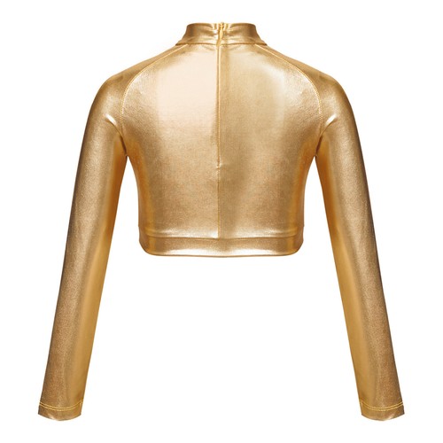 Kids Girls Crop Tops Long Sleeve Turtleneck Shirt Ballet Gymnastics Dancewear - Picture 134 of 265