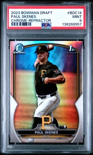 2023 BOWMAN DRAFT CHROME-REFRACTOR #BDC14 PAUL SKENES PSA 9 MINT