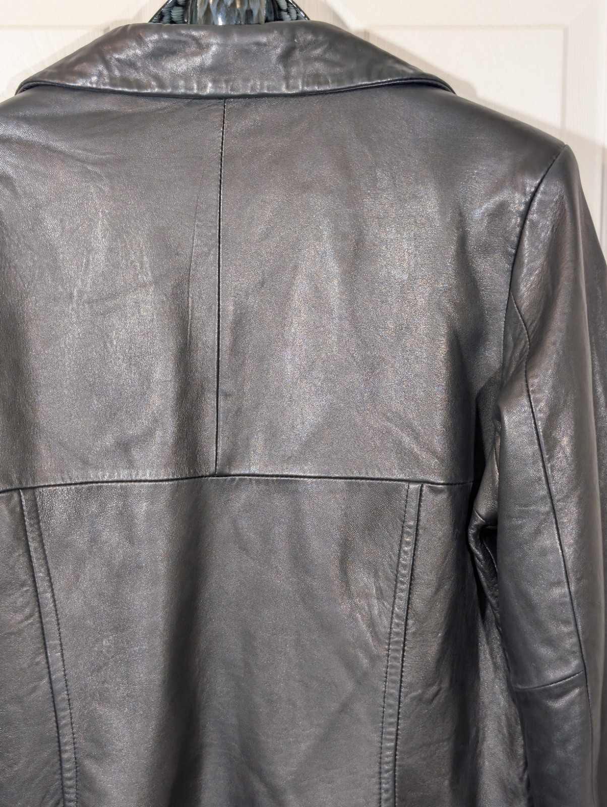 Vintage Genuine Leather Jacket Black Coat Lady Hathaway Soft Size Large