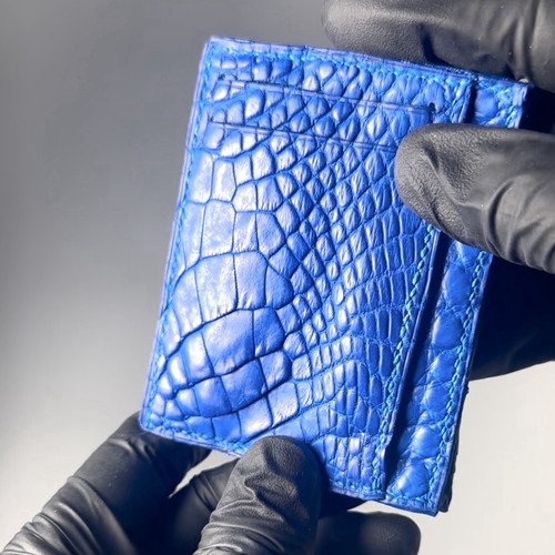Blue Genuine American Alligator Cardcase Wallet Handmade Luxury 