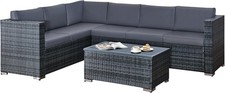 Image of 6 Seater Rattan Garden Furniture Set Outdoor L-Shaped Corner Sofa Charcoal Table