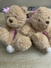 Wonder Nation Teddy Bear Girls Plush Slippers Size 9/10 NEW 746