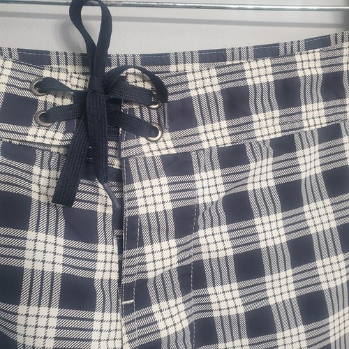 Patagonia Men's Blue and White Plaid Wavefarer Board Recycled Nylon Shorts Sz 36 - Picture 2 of 12