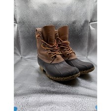 L.L.Bean Bean Boots Brown Leather Rubber Duck Boots Women's Size 6.5 USA Made