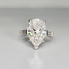 5 CT Pear Cut Three Stone VVS1 Moissanite Engagement Ring 925 Sterling Silver