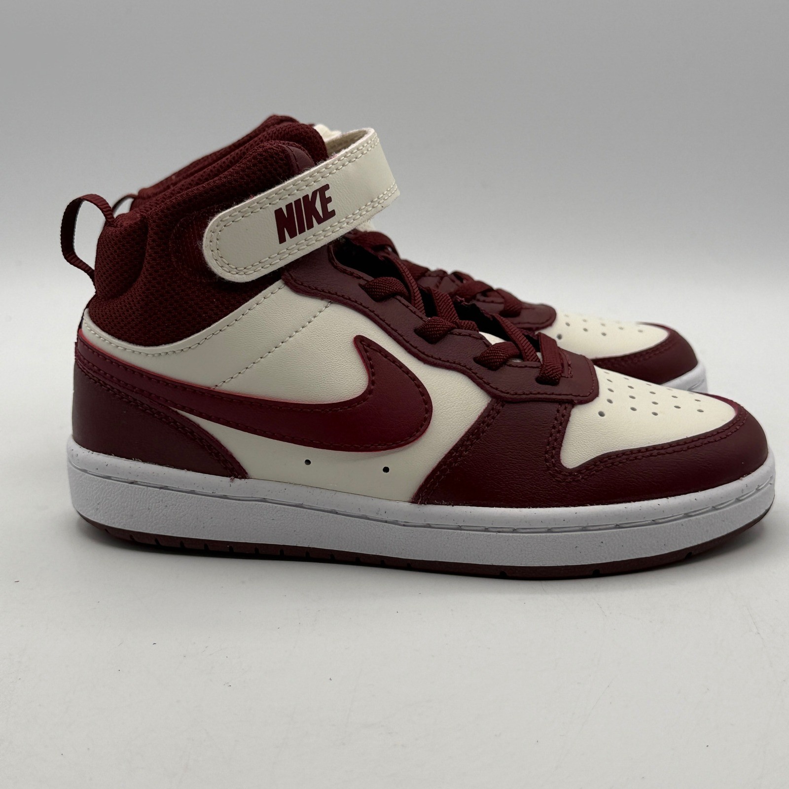 Nike Court Borough Mid 2 Kids Size 13C Pearl Dark Team Red Hook Loop CD7783-013