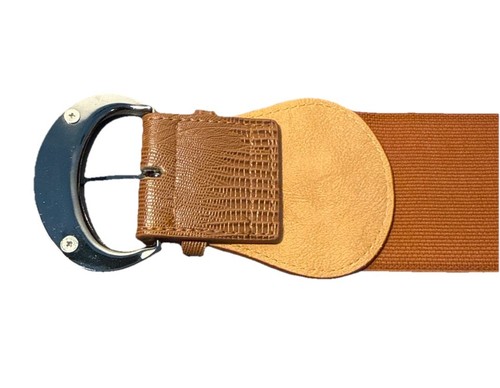 Womens Belt Wide Buckle Elastic Stretch Women Faux Leather Skinny Waist Dress - Picture 3 of 10