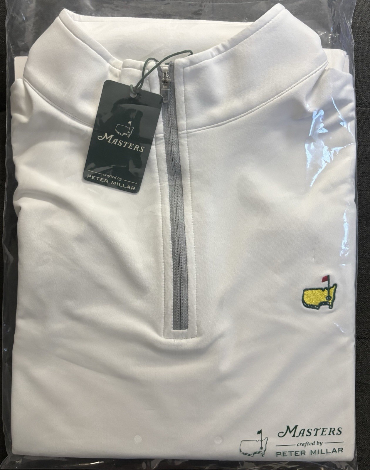 NEW!! 2026 Peter Millar MASTERS Augusta National Golf NWT Medium WHITE 1/4 ZIP