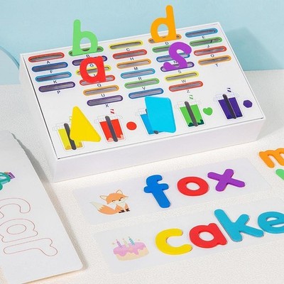 Wort Rechtschreibspiel Geschenke Holzbuchstaben Lernkarten für Zuhause Klassenzimmer Mädchen