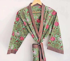 Cotton Kimono Robe Dressing Gown, Block Print Bridesmaid Robe, Summer Nightwear