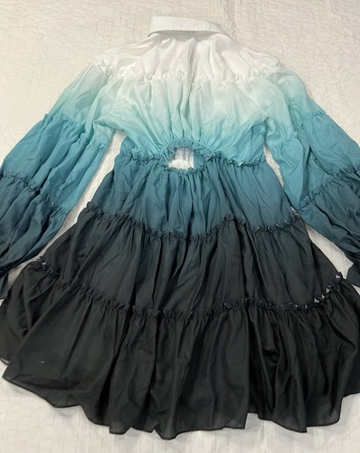Woman Burnout Dress Blue Small Beulah KC3040 - Picture 13 of 17
