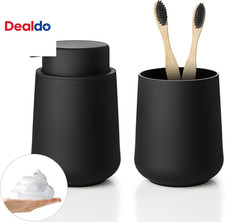 Matte Black Bathroom Toothbrush Holder Set Plastic Foaming Hand Soap Dispenser a