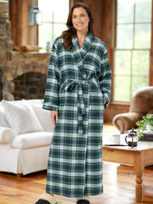 The Vermont Country Women's Portuguese Cotton Flannel Wrap Robe - Dress Gordon,