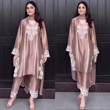 3 PIECE FARSHI SHALWAR SUIT INDIAN PAKISTANI BOLLYWOOD WEDDING SALWAR KAMEEZ EID