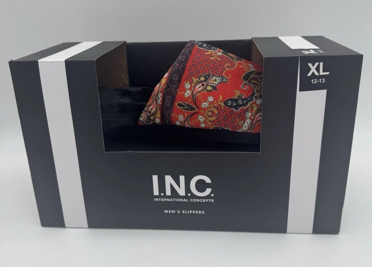 SAOLA Pantofole uomo stampa paisley fondo pelliccia raso suola flessibile gomma tg 12 13 XL