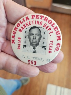 old Magnolia Petroleum Co Employee Badge Dallas Texas..Oil Company