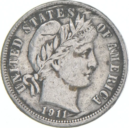 1911-D Barber Dime 90% Silver Average Circ *6150