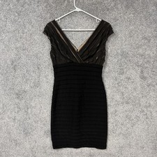 Adrianna Papell Sheath Dress 6 Black Beaded Bodycon Old Money Evening Party
