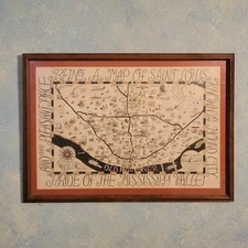 Vintage 1965 Charles Chuck Flachmann Pictorial Map Of St Louis Missouri Signed 